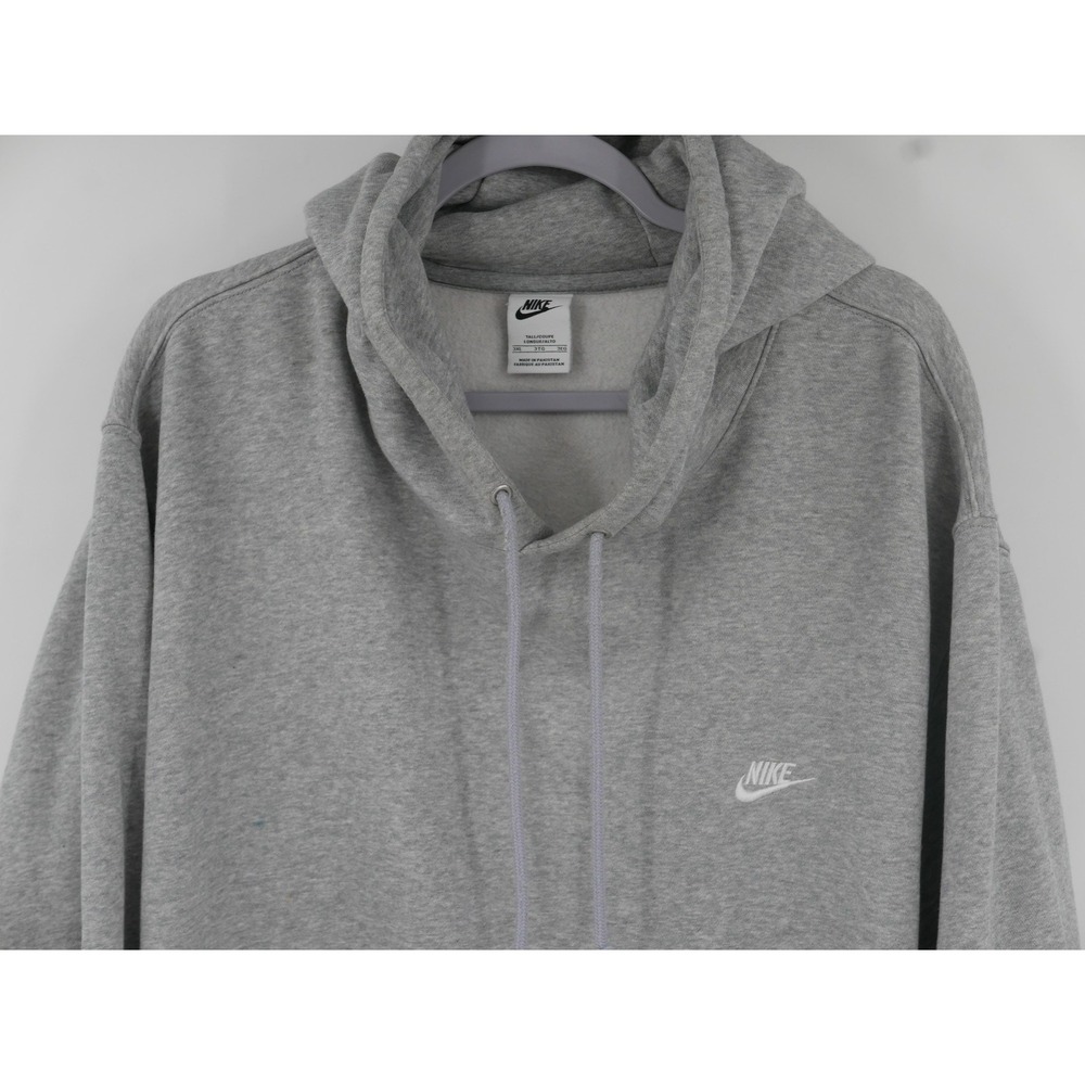Nike Hoodie Gray Fleece Pullover Swoosh Embroidered Men's 3XLT Kangaroo Pocket